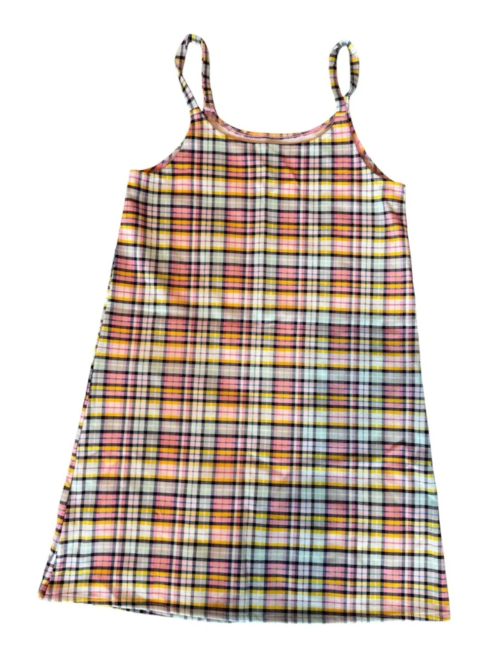 Justice - Girls' Pink Plaid Spaghetti-Strap Slip Dress - Kids Size 8